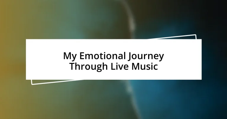 My Emotional Journey Through Live Music