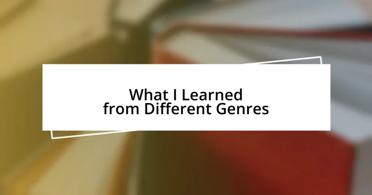 What I Learned from Different Genres