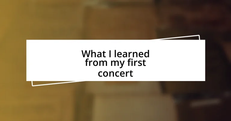 What I learned from my first concert