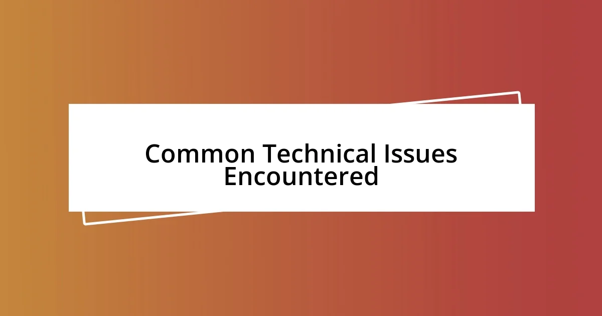 Common Technical Issues Encountered