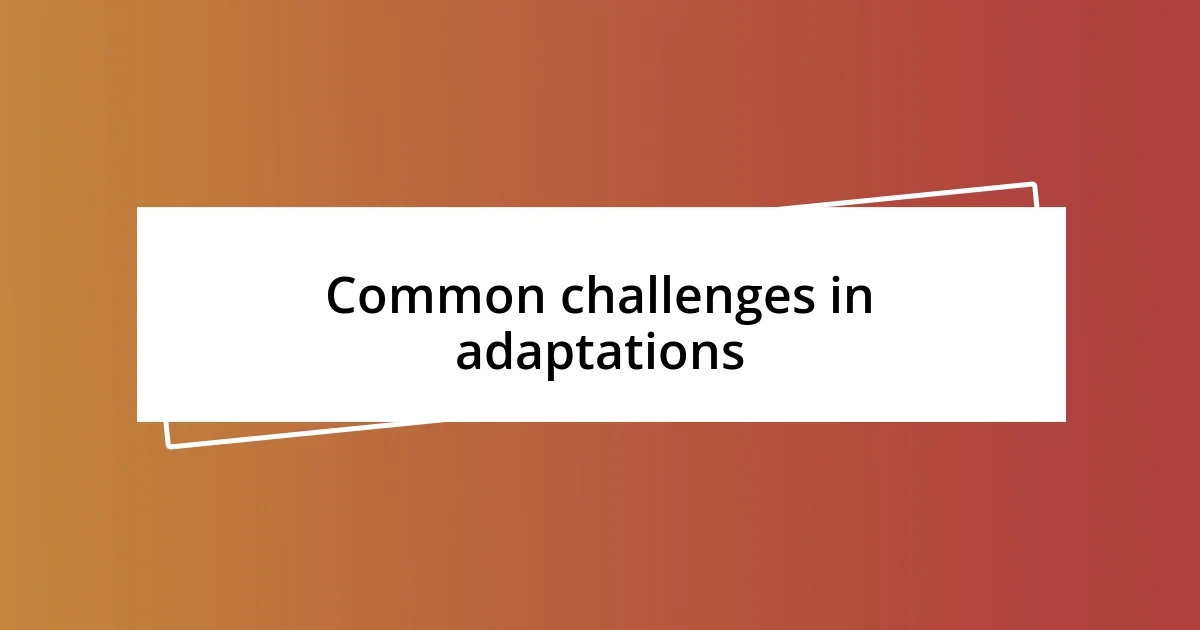 Common challenges in adaptations