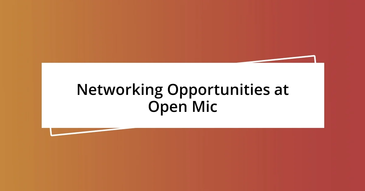 Networking Opportunities at Open Mic